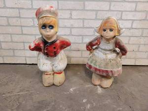 Pair of Ceramic Dutch Kids - Each is about 20 Tall - NO SHIPPING