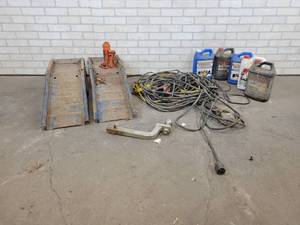 Steel Car Ramps, 5 Gallon Jugs of Antifreeze, Extension Cords and More - NO SHIPPING