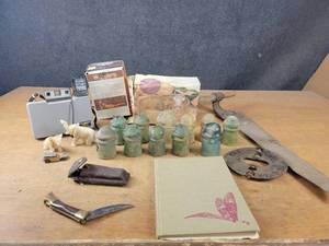 Large Lot of Vintage - Browning Pocket Knife, Hot Wheels Red Line Car, Insulators, Polaroid and More - NO SHIPPING