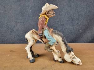 Rare Vintage 1977 Universal Statuary Corp Old Man  Old Horse Statue - About 19 Wide x 19 Tall