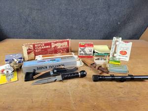 Lot of Knives, Ammunition, Scope, Compass and More