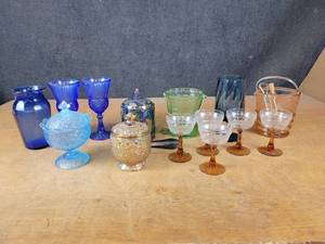 Lot of Colored Glassware - Carnival Glass and More - NO SHIPPING