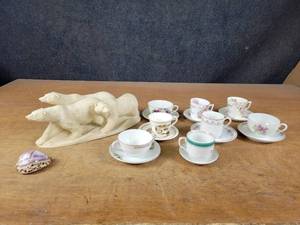 Polar Bear Statue (14 x 6 x 6) - Multiple Cups & Saucers - NO SHIPPING