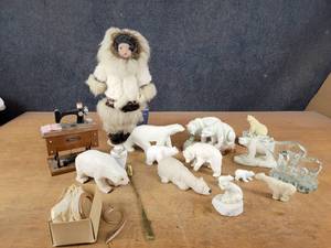 Polar Bear Figurine Collection, Sewing Machine Music Box, Eskimo Doll and More - NO SHIPPING