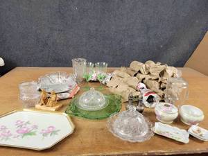 Large Lot of Glassware - Green Stemware and More - NO SHIPPING