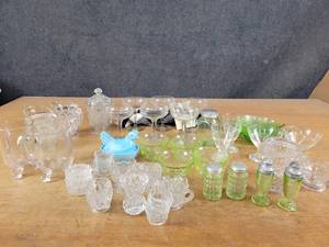 Large Lot of Glassware - Green Glass and More - NO SHIPPING