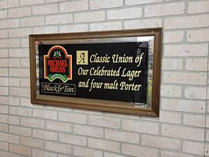 lot 201 image: Michael Sheas Porter & Lager Beer Mirror - 32 x 18
