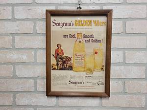 lot 182 image: Seagrams Gin Vintage Framed Ad - 15 x 11