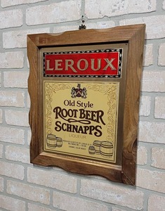 lot 199 image: LeRoux Old Style Root Beer Schnapps Bar Mirror - 14 x 17