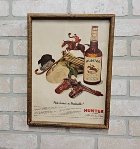lot 176 image: Hunter Whiskey Framed Vintage Ad - 15 x 11