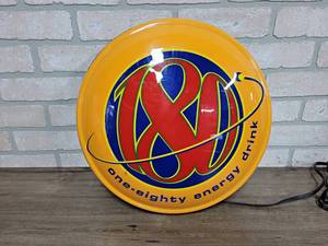 lot 198 image: One-Eighty Energy Drink Round Lighted Sign - 16 Diameter - WORKS