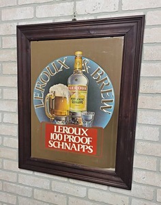lot 197 image: Leroux 100 Proof Peppermint Schnapps Liqueur Bar Mirror - 24 x 30