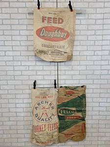 lot 21 image: Lot of (3) Vintage Feed Sacks