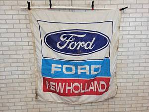 lot 27 image: Vintage FORD  NEW HOLLAND Flag  Banner - About 50 x 60