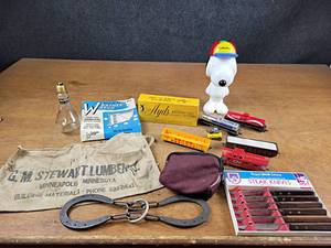 lot 54 image: Vintage Nail Pouch, Weather Watch in Box, Snoopy, HO Scale Railroad and More