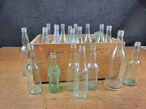 lot 56 image: Crate Full of Collectible Bottles - Hennepin Brewing Co., Schmidt, Coca-Cola, Grain Belt, Fauerbach Madison WI, Hamms, ERNST Fleckenstein Faribault MN, Jacob RIES Shakopee MN, REX Beer Duluth MN and More - Crate is about 19.5 x 12 x 9 - NO SHIPPING