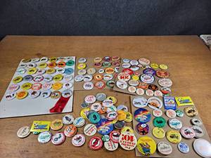 lot 65 image: HUGE Button Collection Political, Thresher Shows, Novelty and More