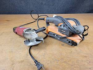 lot 71 image: RIDGID Belt Sander and 4-12 Angle Grinder - Both are in Working Condition
