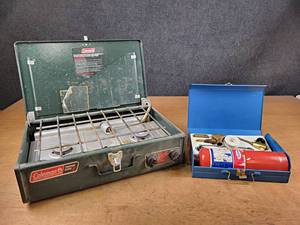 lot 75 image: Coleman Propane Camping Stove and Propane Torch - NO SHIPPING