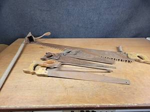 lot 77 image: Lot of Antique  Vintage Saws and More - NO SHIPPING