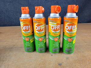 lot 85 image: (4) NEW 16oz OFF Outdoor Mosquito & Fly Foggers - NO SHIPPING