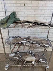lot 12 image: Lot of (23) Silhouette Goose Decoys - Made by Outlaw Decoys - NO SHIPPING - Cart NOT Included