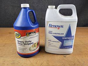 lot 127 image: ZEP Heavy Duty Floor Stripper Concentrate (1 Gallon) and Renown Carpet Rinse  Neutralizer (1 Gallon) - NO SHIPPING