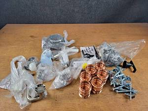 lot 145 image: Large Lot of Assorted New Plumbing Hardware, 2 NIBCO Copper Fittings and Toggle Bolts