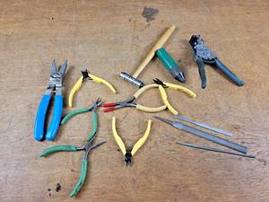 lot 157 image: Lot of Assorted Hand Tools - Needle Nose Pliers, Wire Stripper, Snap Ring Pliers and More