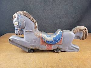 lot 12A image: Vintage Gametime Inc Saddle Mates Aluminum Horse Playground Swing - Overall about 30 Long x 16.5 Tall x 6 Wide