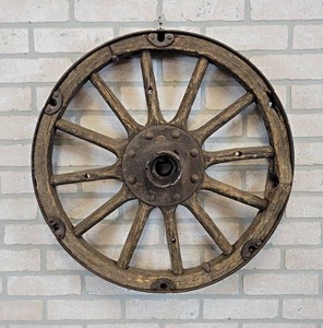 lot 170 image: Antique Wood Rim Wheel - About 24 Diameter - NO SHIPPING