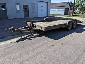 lot 2 image: Tilting Flatbed Trailer - Tandem Axle - 84 Inside Width x 19 Long - 2 Ball - NO SHIPPING