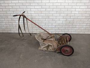 lot 38 image: Antique Reel Mower w Bagger - Made in St. Paul, MN - NO SHIPPING