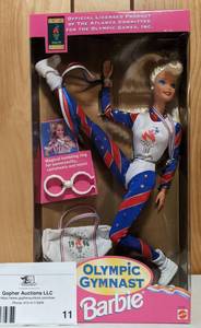 lot 11 image: Vintage 1996 Barbie Olympic Gymnast Doll -Like NEW In Original Box