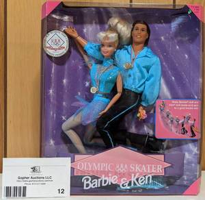 lot 12 image: Vintage 1997 Collectible Barbie & Ken Olympic Skater Doll