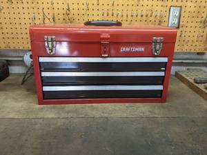 lot 26 image: Craftsman 3-Drawer Tool Box and Tools $200 Value