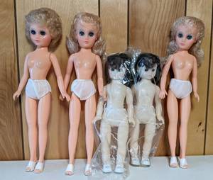 lot 62 image: 5 Vintage Dolls-For Making Bed Dolls, Perfect for Crafters