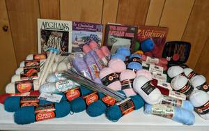 lot 67 image: HUGE Knitting & Crochet Collection- Tons of Yarn, Knitting Needles, Pattern Books, & More