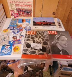 lot 102 image: Vintage Memorabilia Collectible Collection-St Paul Centennial Ice Palace Poster, 1930s Life Magazine, Collectible Pins And More