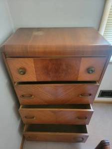 lot 01 image: Art Deco 1930s Waterfall Dresser $1000 Value