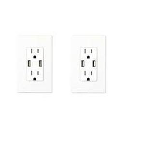 lot 41 image: Feit Electric Wall Receptacle with USB Ports, 2-pack