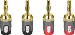 lot 62 image: Rocketfish - 24k Gold Plated Toolless Speaker Banana Plugs (4 Pack) - RedBlack