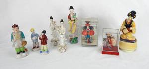 lot 60 image: Lot of 8 Asian Figurines and 1 Music Box