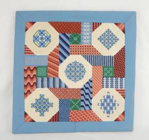 lot 78 image: Vintage Textile Wall Art On Wood Frame