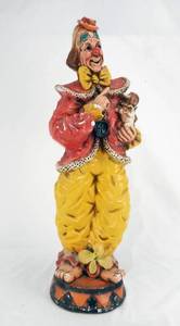 lot 80 image: Vintage Chalkware Clown with Poodle
