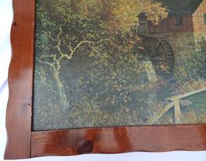 lot 25 image: Large Vintage Custom Framed Canvas Thomas Old Mill Canvas Print