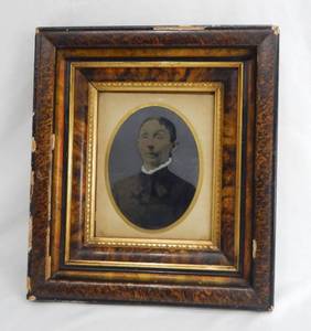 lot 17 image: Antique 1860s or 1870s Tintype Wood Framed Photo
