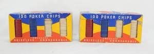 lot 93 image: Lot of 2 Boxes Vintage Van Dyke Noiseless, Unbreakable, Embossed Fleur de Lis Poker Chips