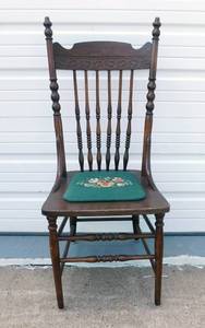 lot 36 image: Vintage Chair with Embroidered Seat.