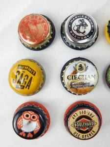 lot 71 image: Lot of 18 Assorted Bottle Cap Magnets